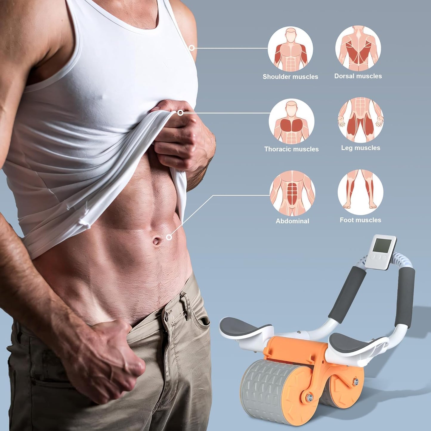 Rodillo Abdominal Inteligente – Con Pantalla LCD y Ruedas Dobles